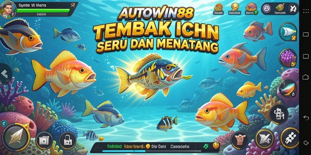 Tampilan gameplay seru di AUTOWIN88 saat menembak ikan.