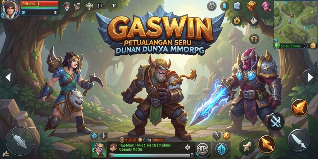 Gameplay seru di GASWIN yang menampilkan pertarungan dan eksplorasi.