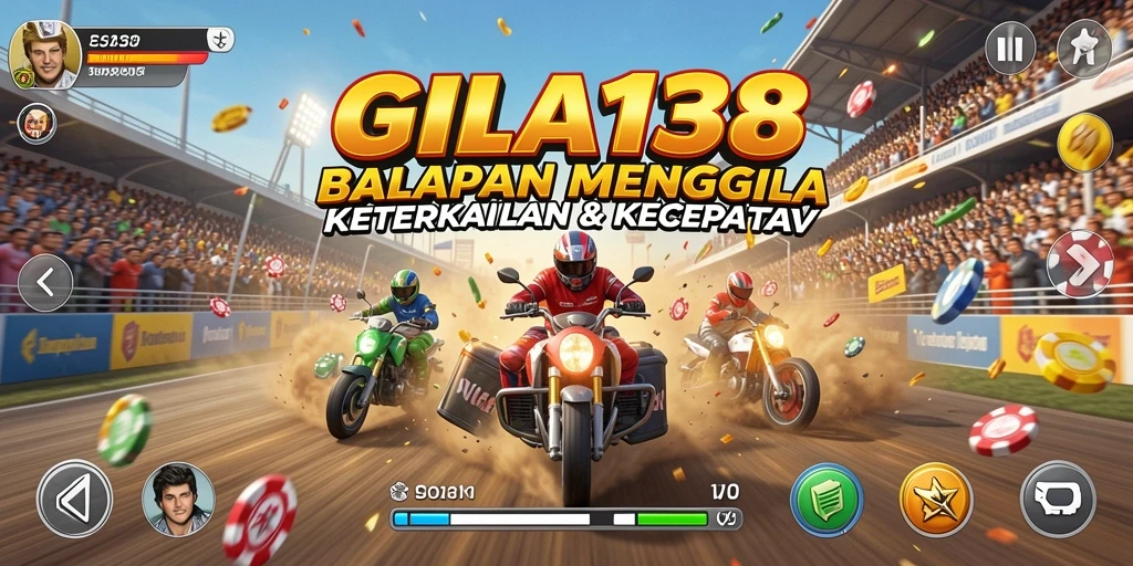 Tampilan gameplay GILA138 yang menegangkan di trek balapan.