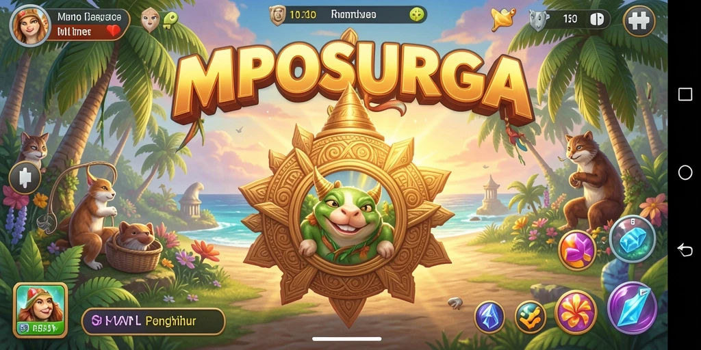 Tampilan gameplay MPOSURGA yang ceria dan penuh warna.
