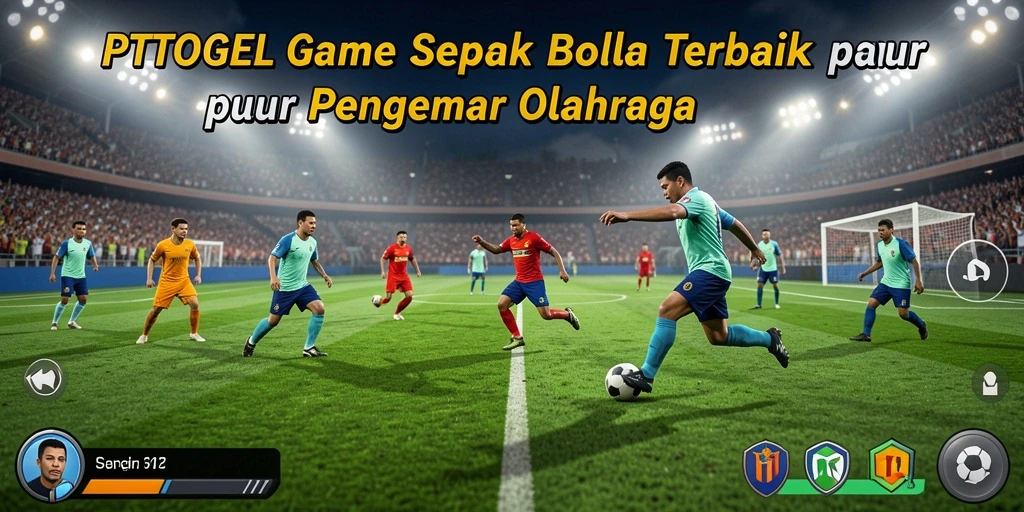 Screenshot gameplay PTTOGEL menampilkan aksi sepak bola yang mendebarkan.
