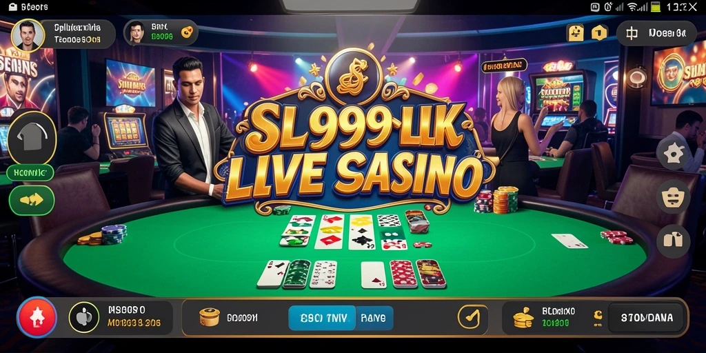 Screenshot gameplay SL999 menampilkan dealer langsung dan permainan yang mendebarkan.